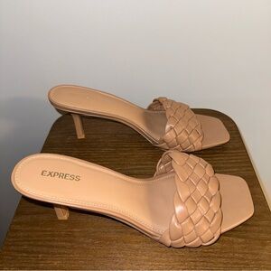 NWT Express Braided Slide Heels Tan